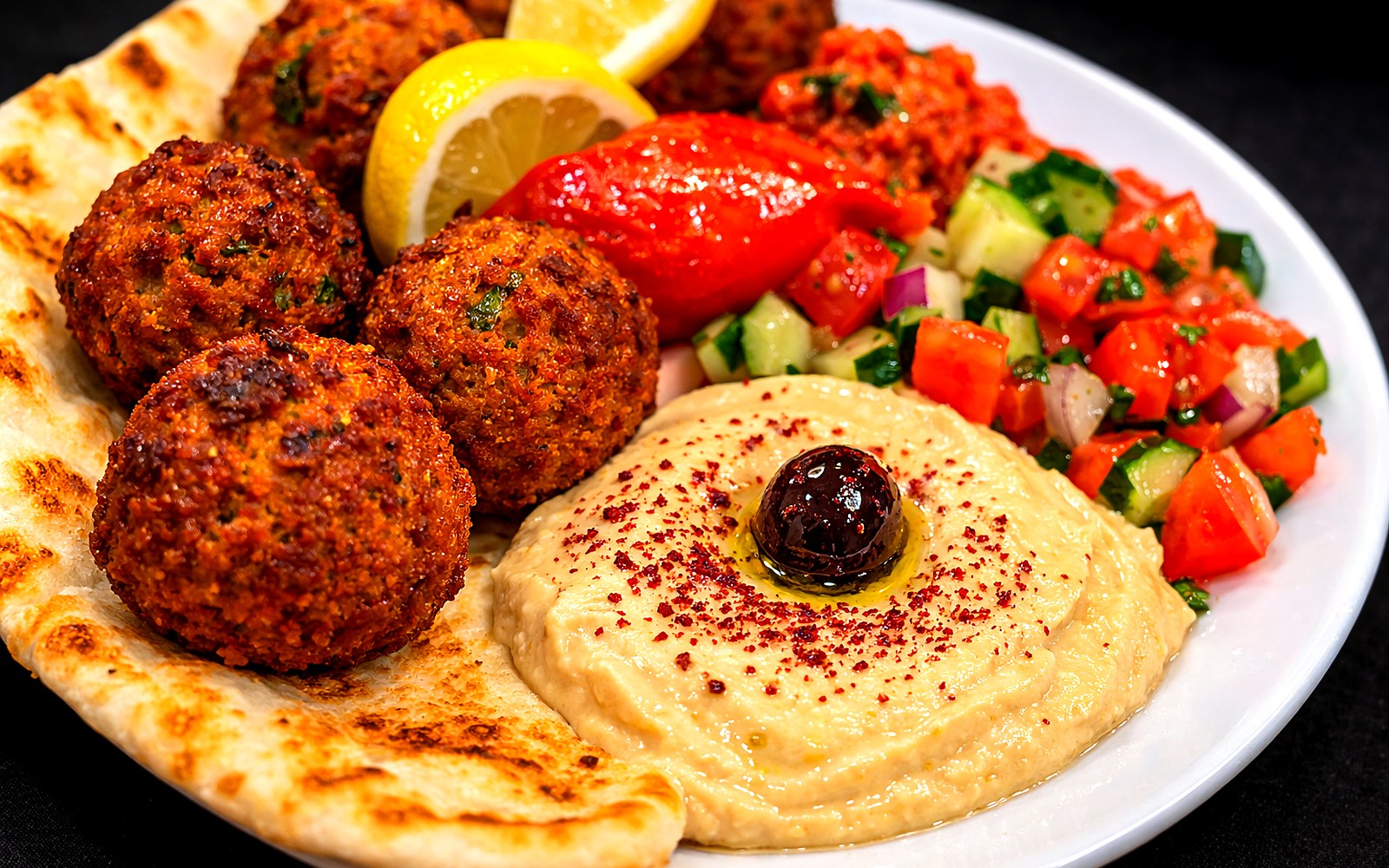 Falafel and hummus appetizer at Kandahar Restaurant